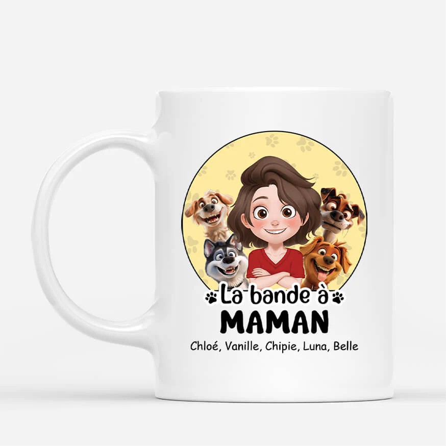 Mug Personnalisé Maman - La Bande À Maman Chien - Design Cartoon