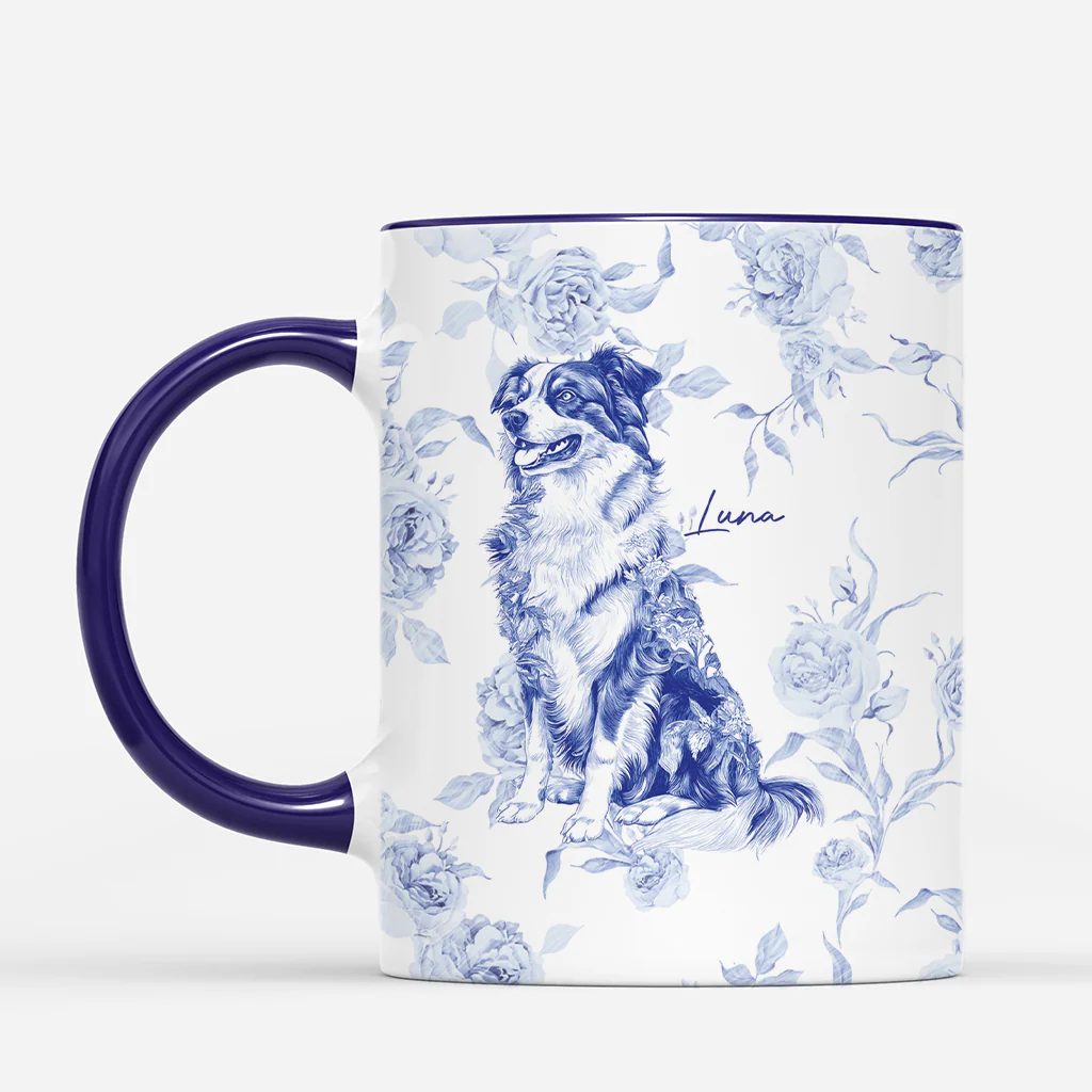 Mug personnalisé chien – Style Blue Toile - Image 2