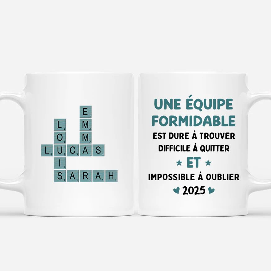 Mug Personnalisé Collègue Avec Mot Croisé - Une Équipe Formidable