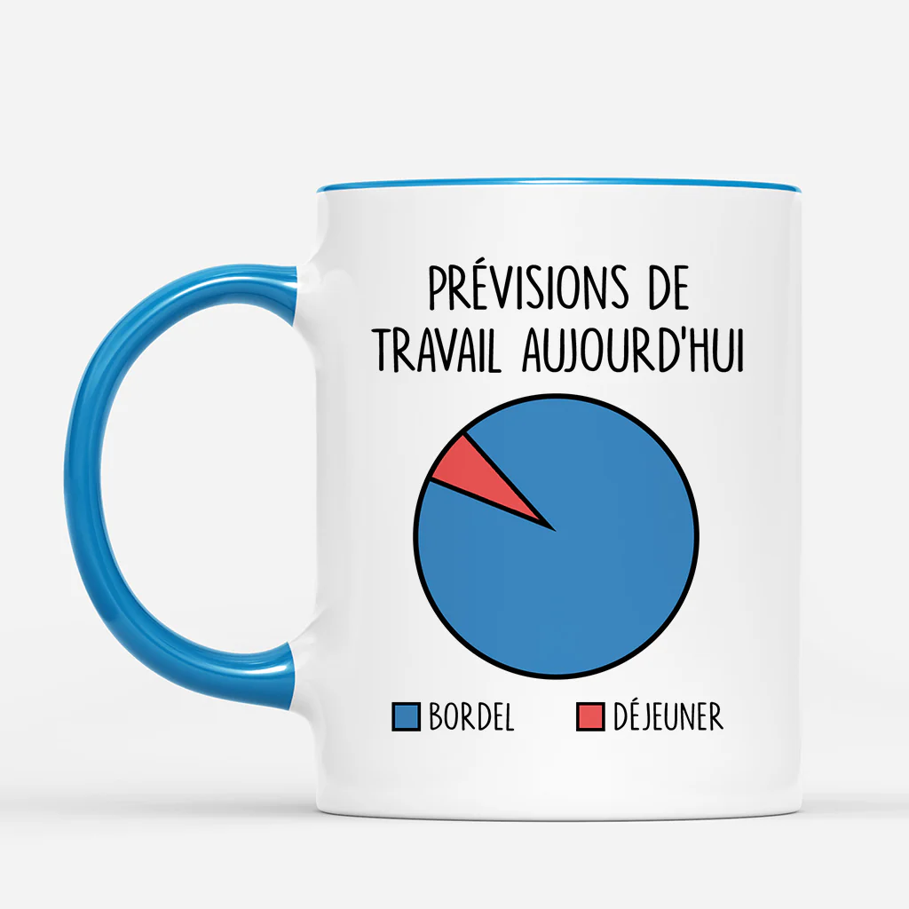 Mug Personnalisé Collègue - Prévisions De Travail Aujourd'hui - Image 2
