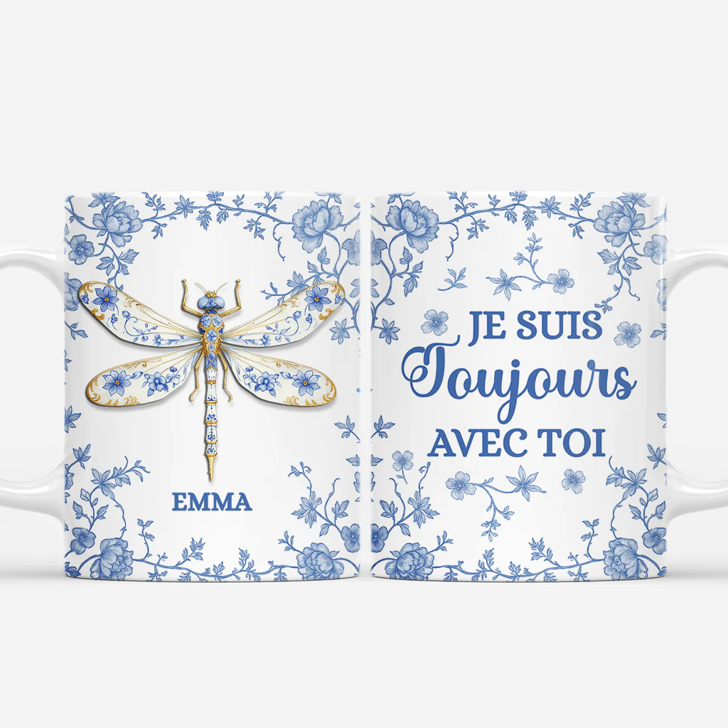 Mug Personnalisé Commémoratif - Douce Mémoire Style Toile Bleue