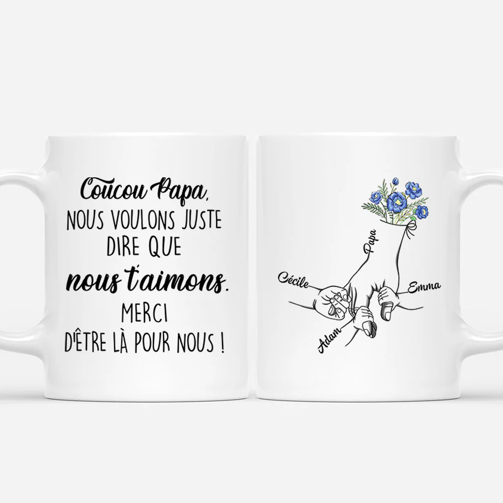 Mug Personnalisé Papa - Coucou Papa Tenant Les Mains