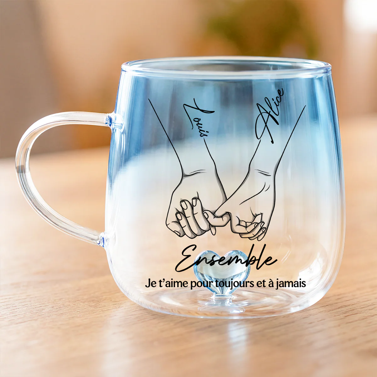 Mug Couple En Verre Dégradé - De Notre Premier Baiser - Cadeau Personnalisé Couple - Image 2