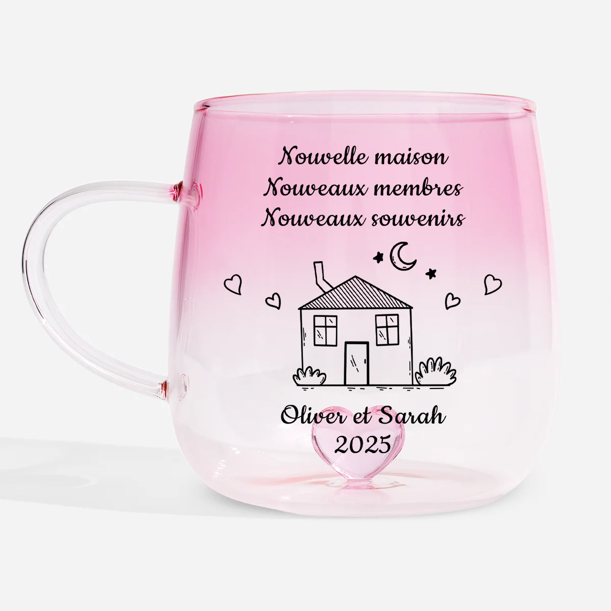 Mug Personnalisé Couple En Verre Dégradé - Nouvelle Maison