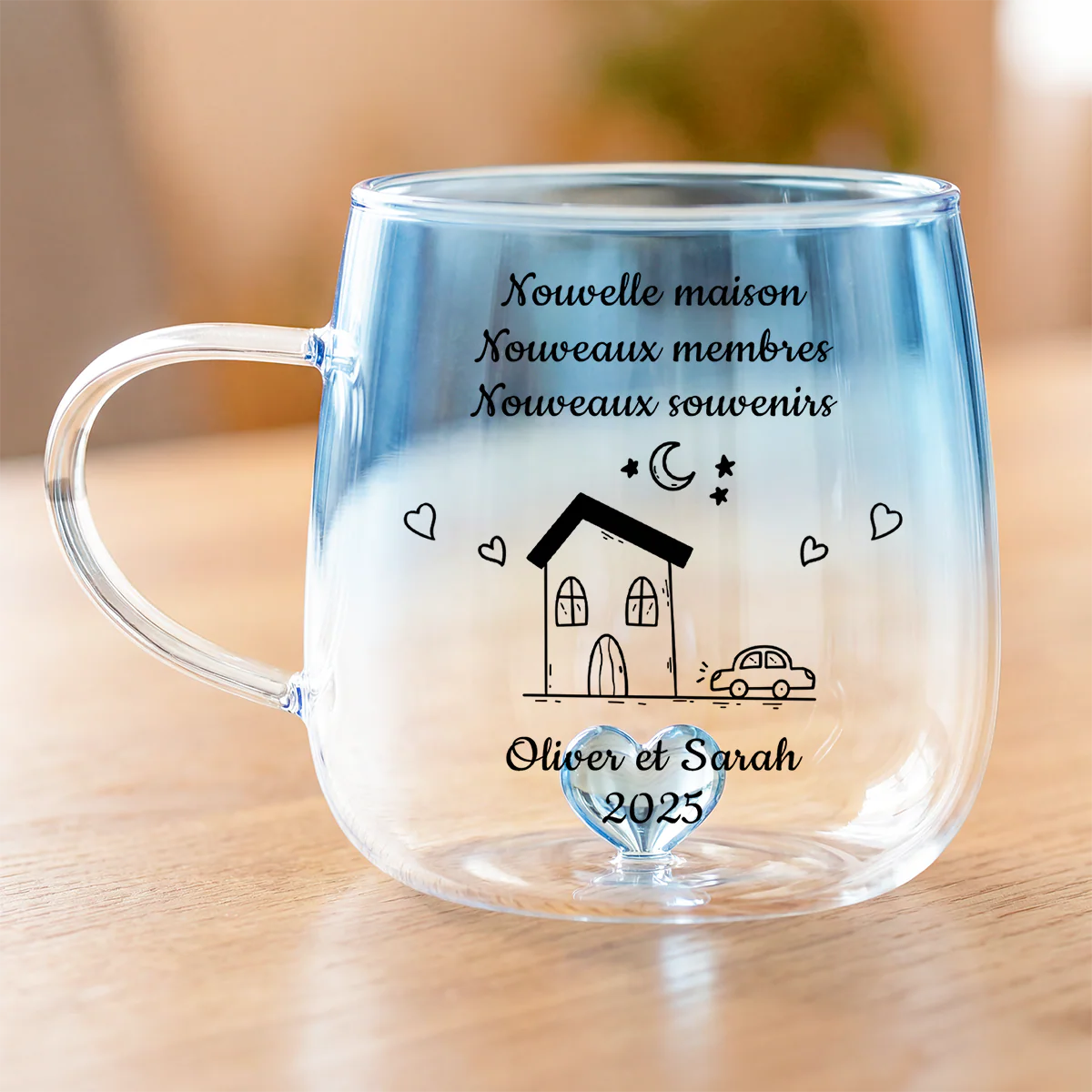 Mug Personnalisé Couple En Verre Dégradé - Nouvelle Maison - Image 2
