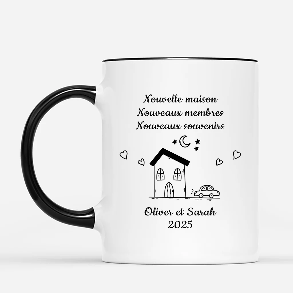 Mug Personnalisé Couple – Nouvelle Maison | Dessin Crayon - Image 2