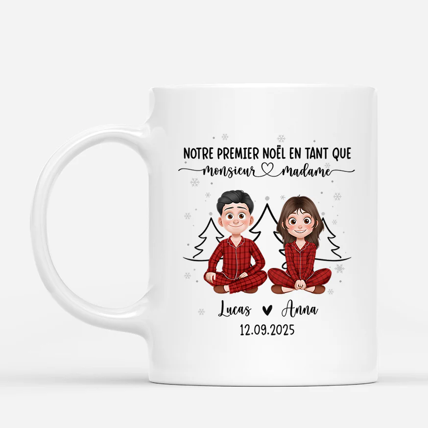 Mug Personnalisé Couple - Premier Noël De Monsieur Et Madame