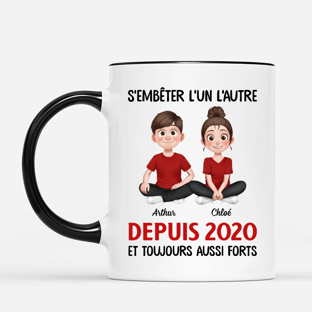 Mug Personnalisé Couple – S'embêter L'un L'autre Depuis - Design Cartoon - Image 2
