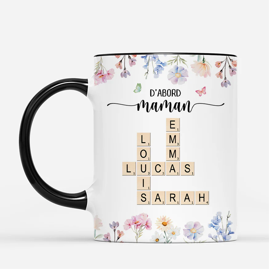 Tasse Personnalisée Grand Mere | D'abord Maman Maintenant Mamie Mots Croises - Image 2