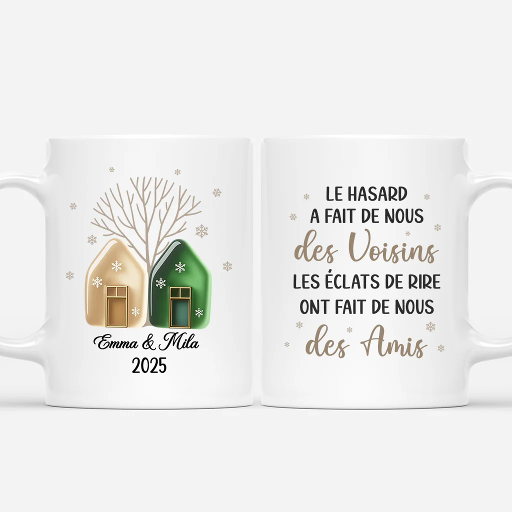 Mug Personnalisé De Noël - La Joie Et Le Rire Entre Des Voisins