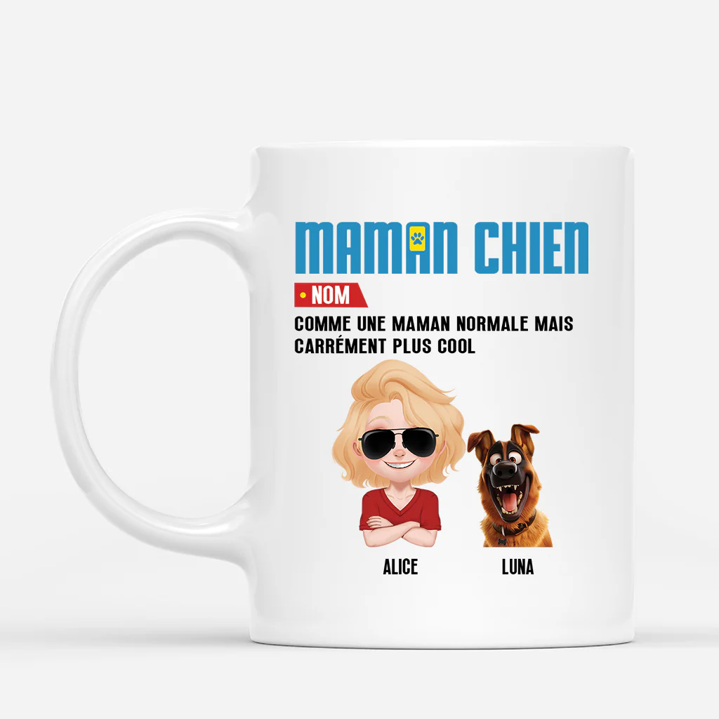 Mug Personnalisé Papa – Définition Maman Papa Chien Design Cartoon