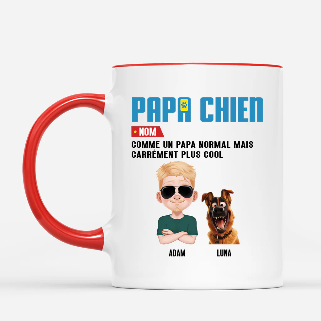 Mug Personnalisé Papa – Définition Maman Papa Chien Design Cartoon - Image 2