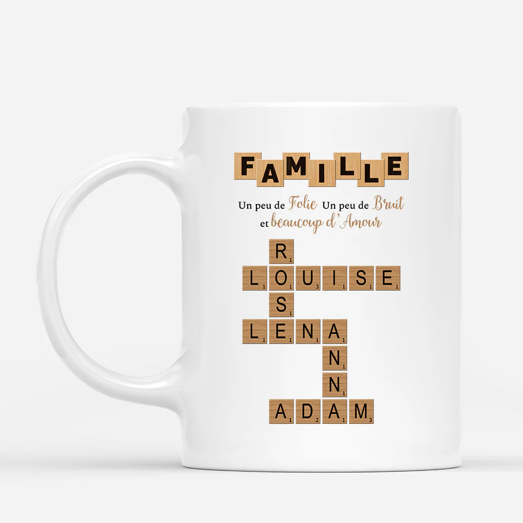 Mug Personnalisé - Famille Beaucoup D'amour Avec Mots Croisés