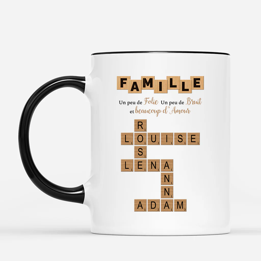 Mug Personnalisé - Famille Beaucoup D'amour Avec Mots Croisés - Image 2