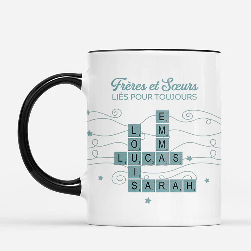 Mug Personnalisé Famille - Frère Et Sœur Avec Mots-Croisés - Image 2