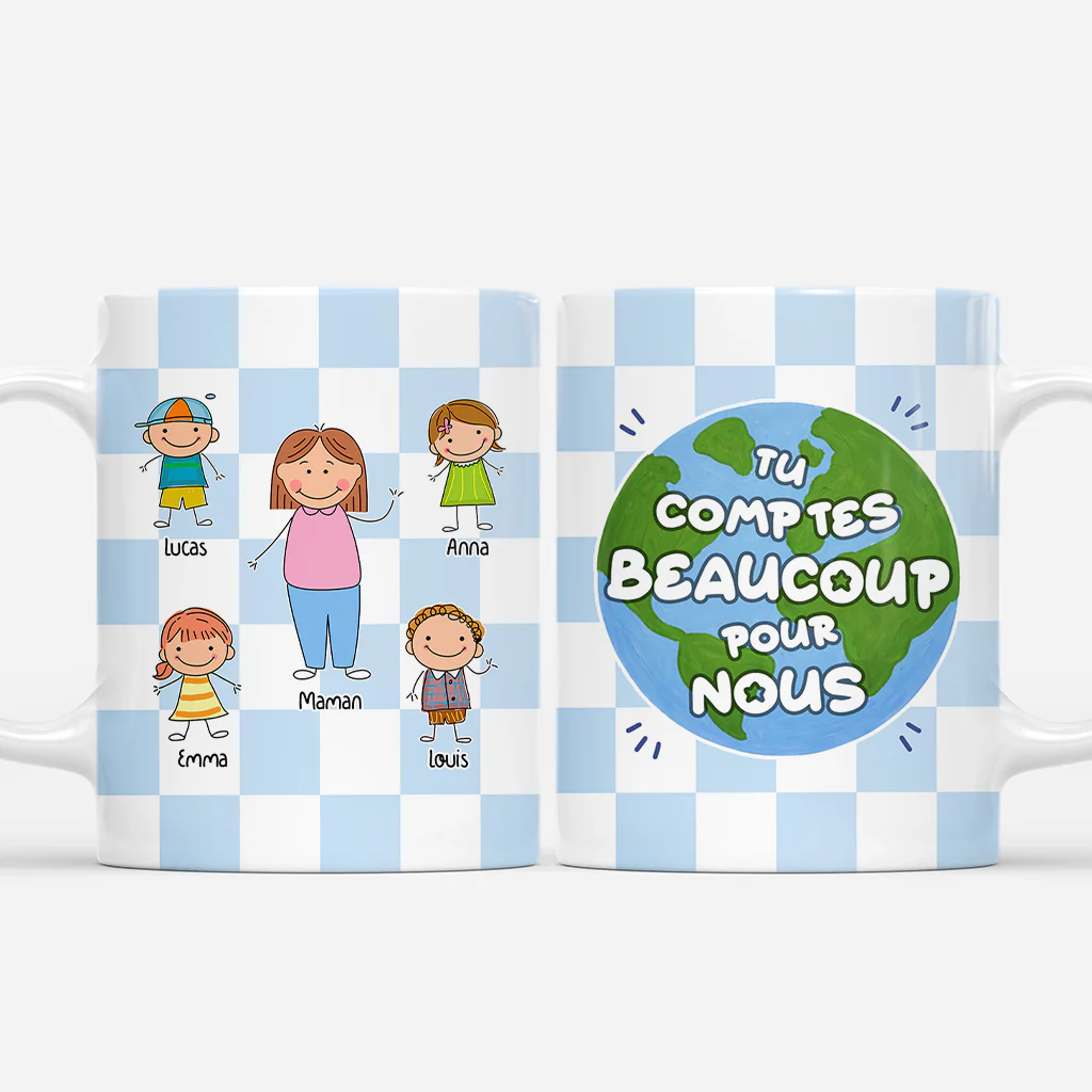 Tasse Personnalisée Famille | Papa Maman Tu Comptes Beaucoup Pour Moi