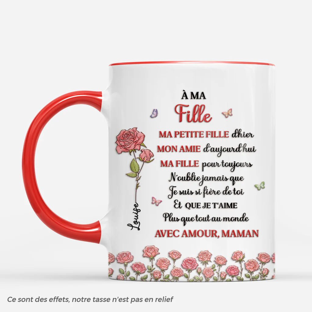 Mug Personnalisé Femme Avec Fleur - Cadeau Pour Fille/Belle-fille/Petite-fille