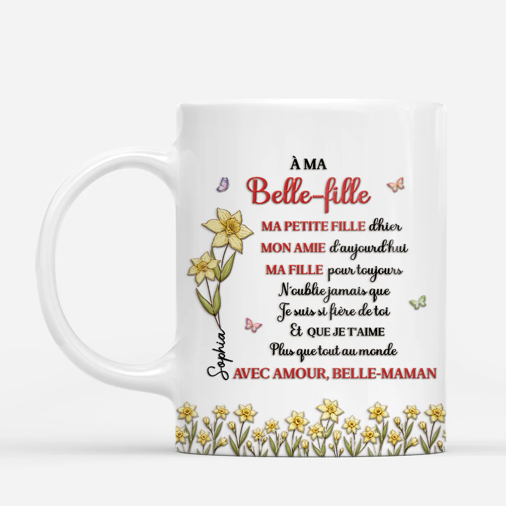 Mug Personnalisé Femme Avec Fleur - Cadeau Pour Fille/Belle-fille/Petite-fille - Image 2