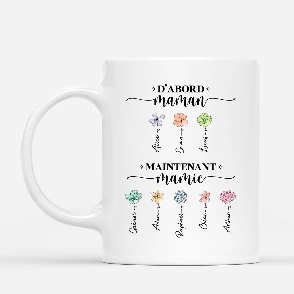 Mug personnalisé mamie – D'abord Maman, Maintenant Mamie