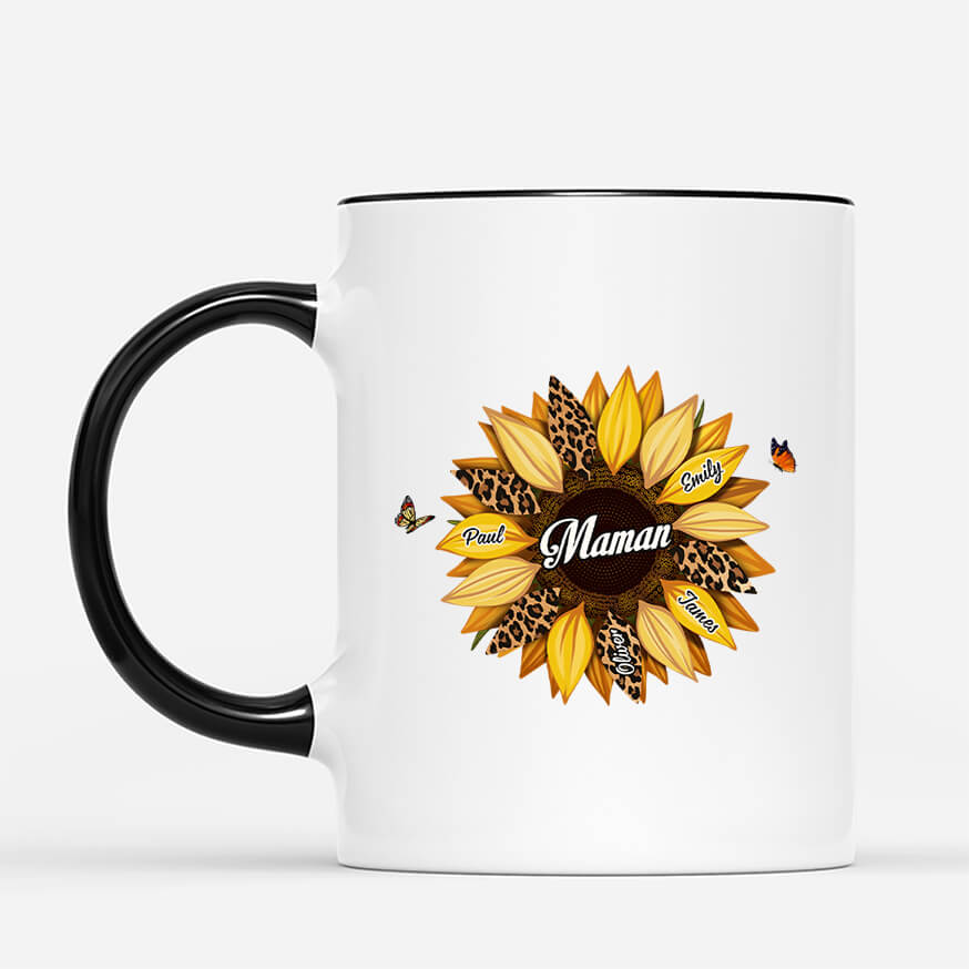 Mug personnalisé mamie dessin fleur de tournesol - Image 2
