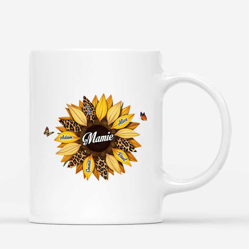 Mug personnalisé mamie dessin fleur de tournesol - Image 3