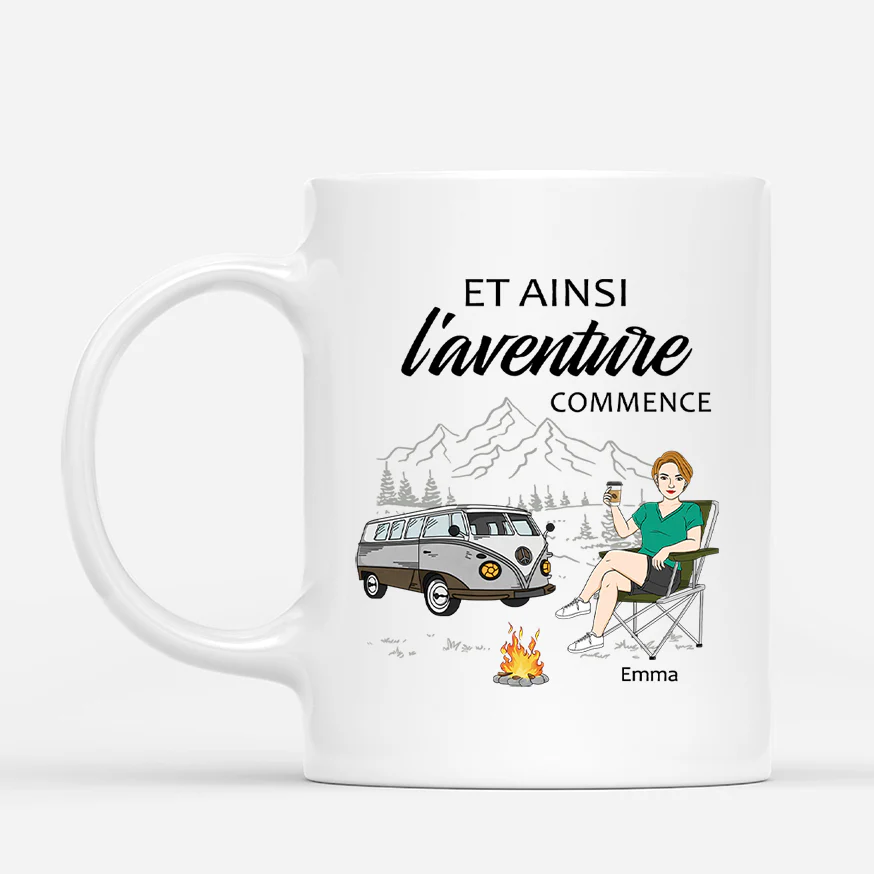 Mug Personnalisé Femme - Et Ainsi Commence L’Aventure