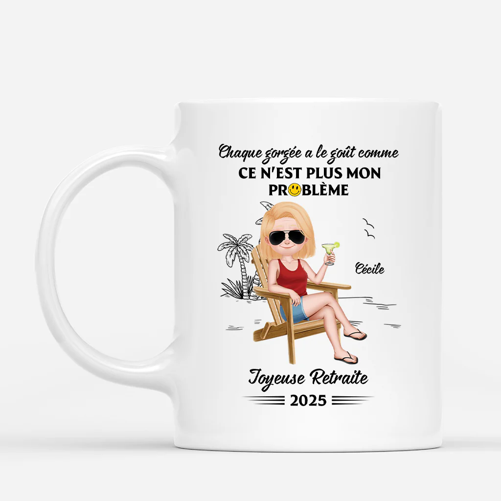 Tasse Retraite Femme | Joyeuse Retraite Design Cartoon Personnalisé
