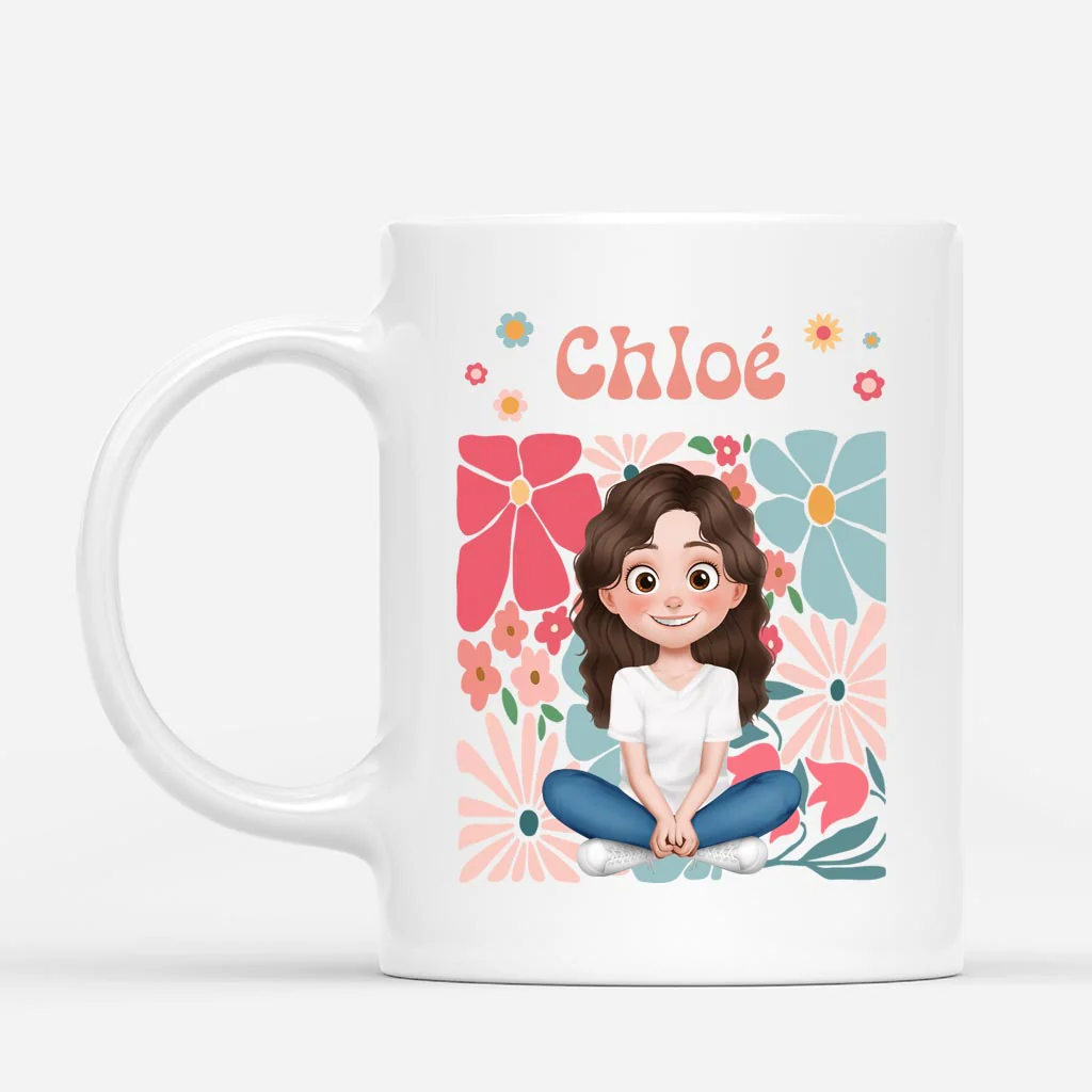 Mug Personnalisé Femme - Version Cartoon Floral