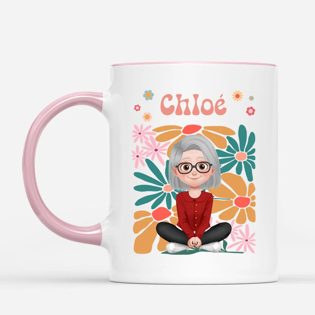 Mug Personnalisé Femme - Version Cartoon Floral - Image 2