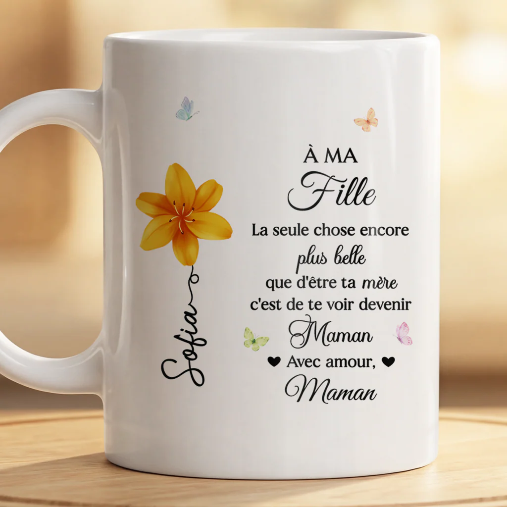 Mug Personnalisé Fille Avec Fleur - Te Voir Devenir Maman - Image 2