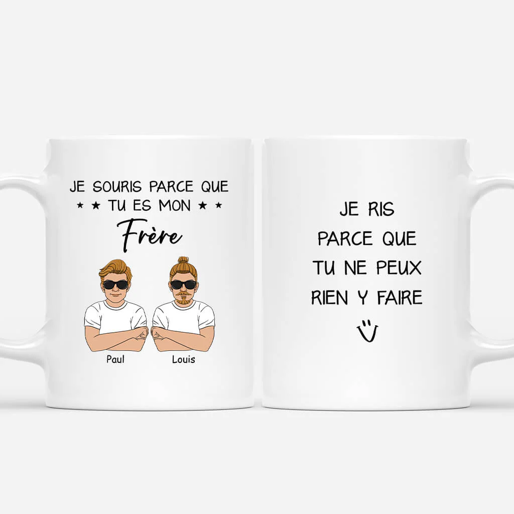 Tasse Personnalisée Frère | Je Souris Parce Que Tu Es Mon Frère