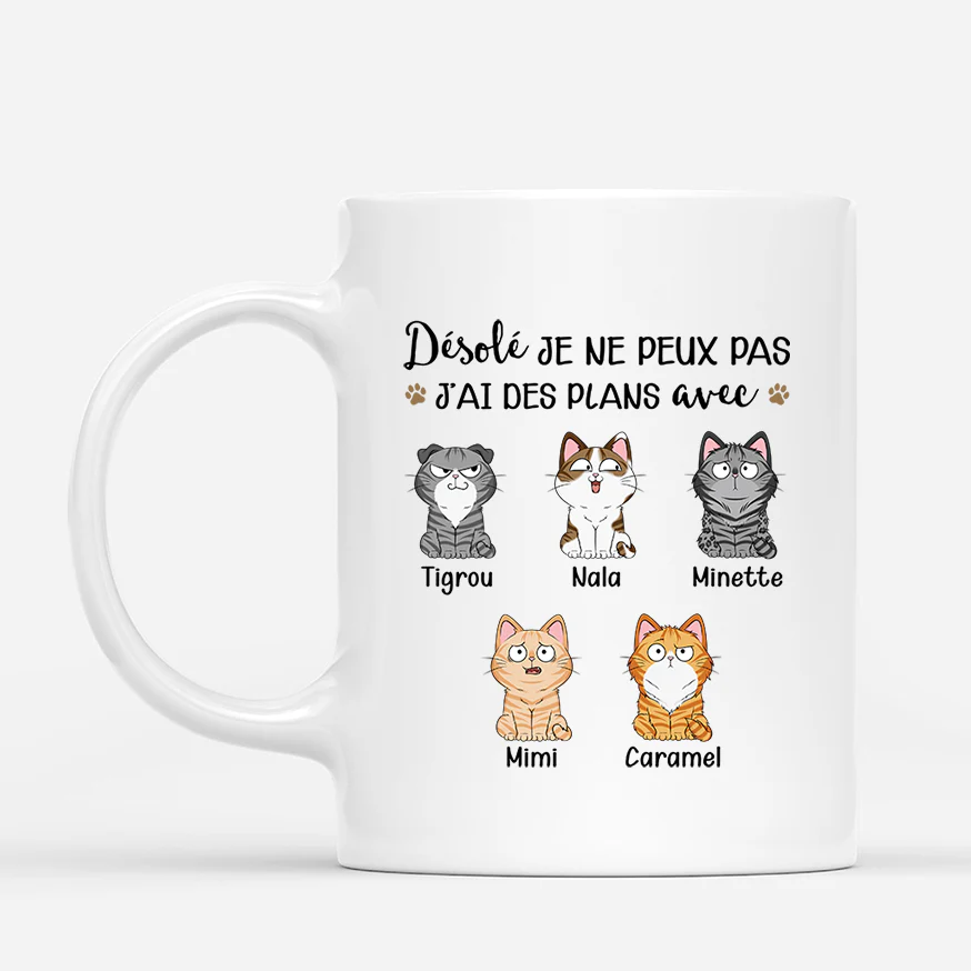 Tasse Personnalisée Chat - J'ai Rendez-Vous avec Mes Chats