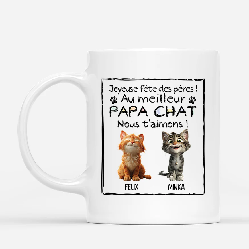 Tasse personnalisée avec chat – Joyeuse fête des pères