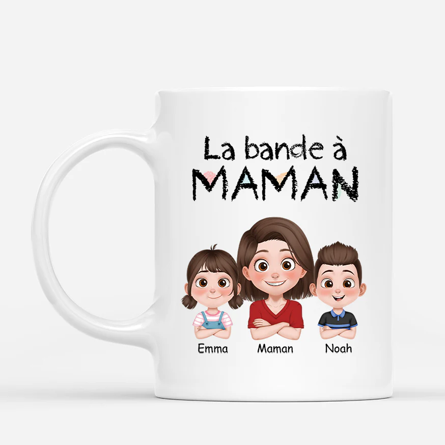 Mug Personnalisé Maman - La Bande À Maman - Design Cartoon Version Crayon
