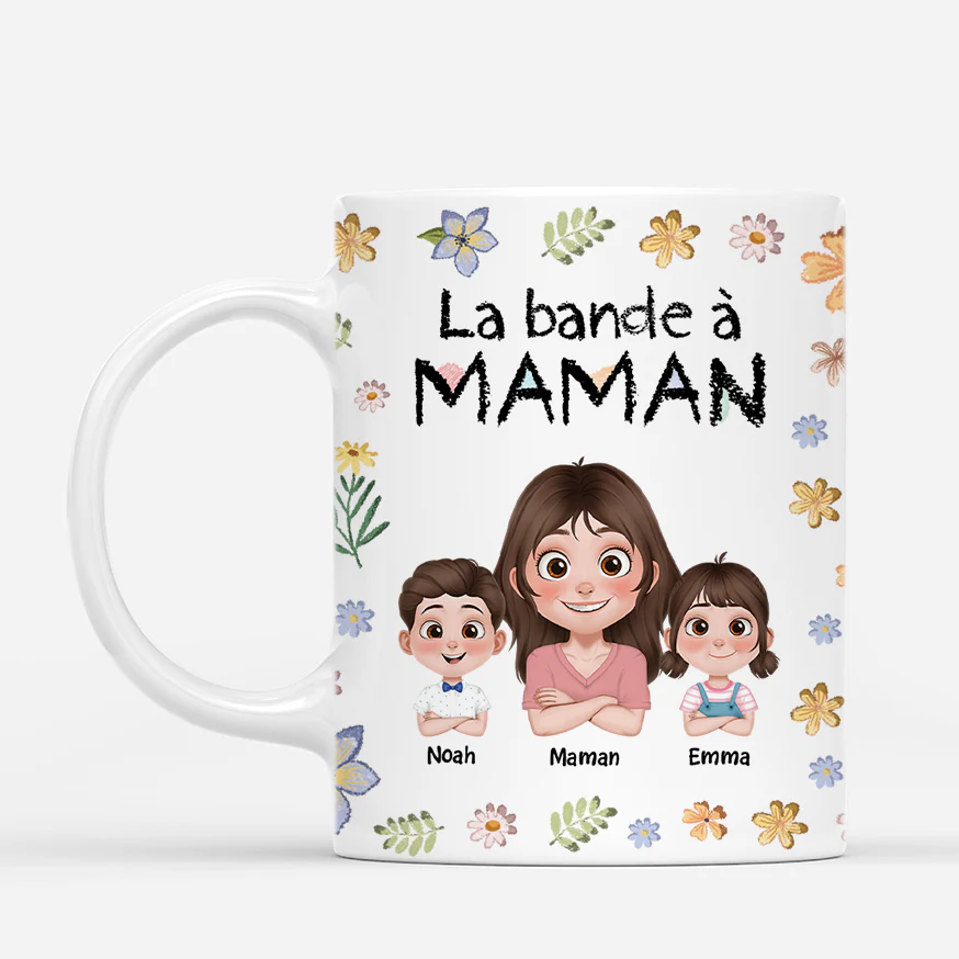 Mug Personnalisé Fête Des Mères - La Bande À Maman Et Fleur Crayon