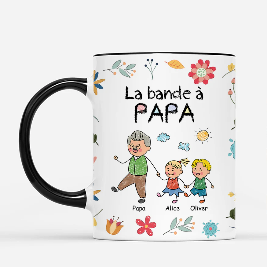 Mug Personnalisé Maman Crayon - La Bande À Maman Avec Fleurs - Image 2