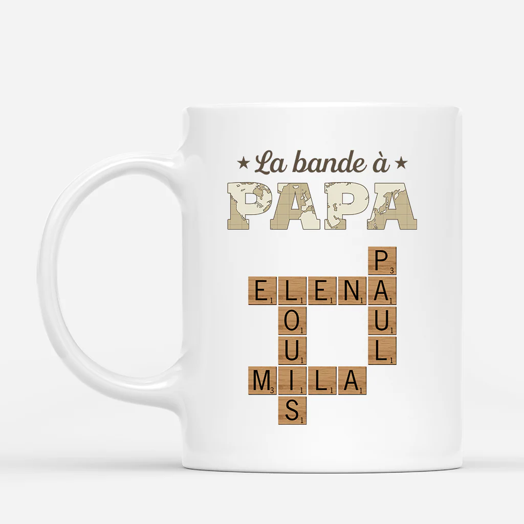Mug Personnalisé Papa - La Bande À Papa - Version Carte Avec Mots Croisés