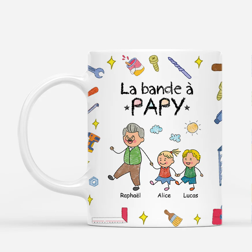 Mug Personnalisé - La Bande À Papy Bricoleur - Dessin Crayon