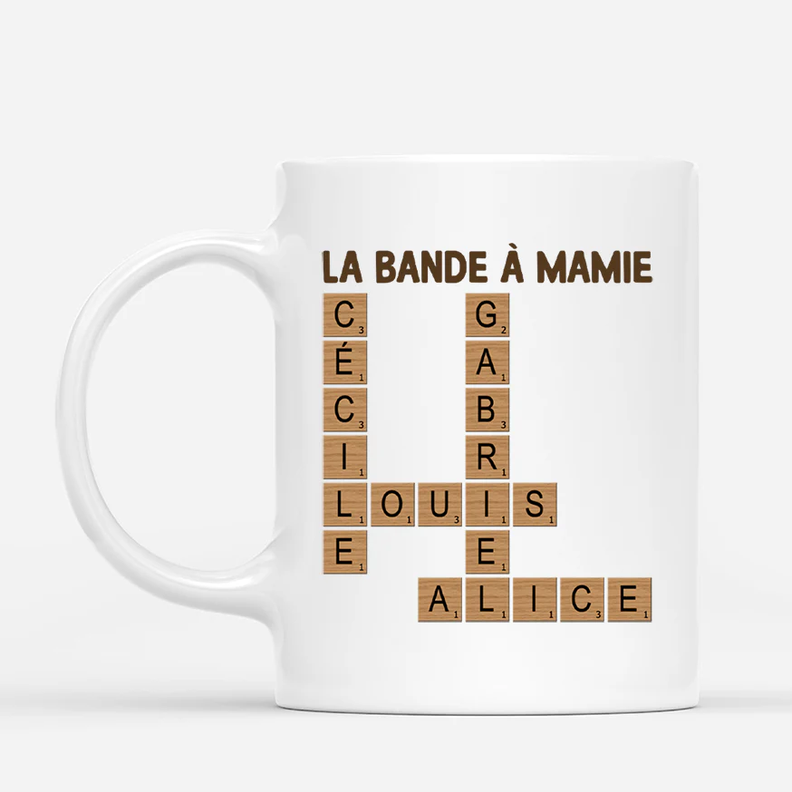 Mug Personnalisé - La Bande À Papy - Dessin Crayon Avec Mots-Croisés - Image 2