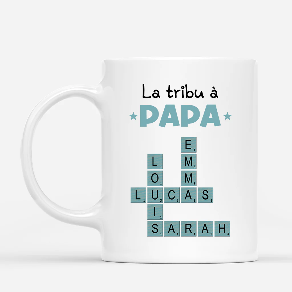 Mug Personnalisé Papa - La Tribu À Papa Avec Mots-Croisés