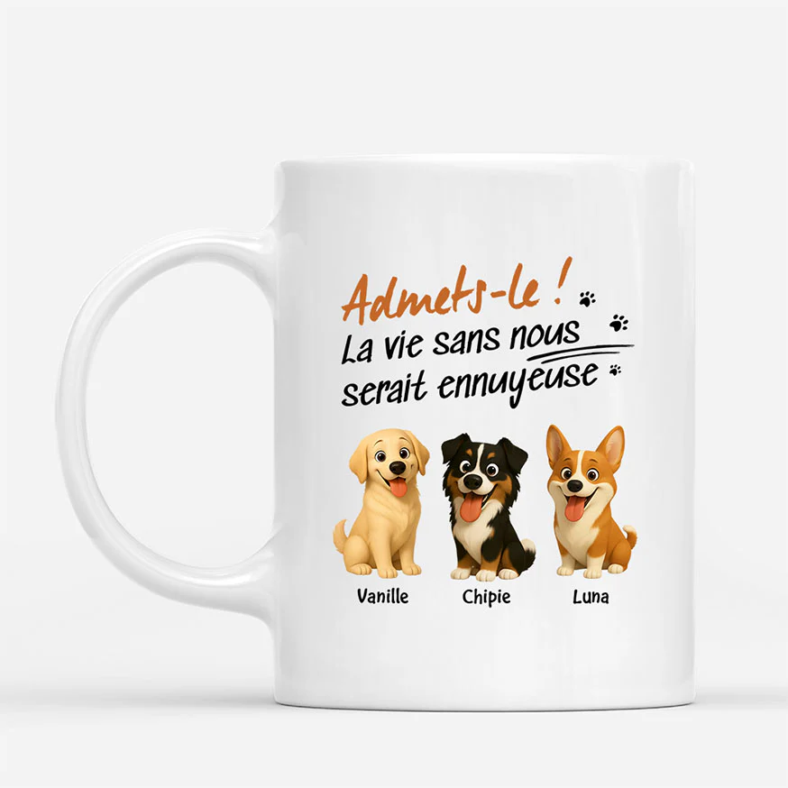 Mug Personnalisé Chien - La Vie Serait Ennuyeuse Sans Chiens