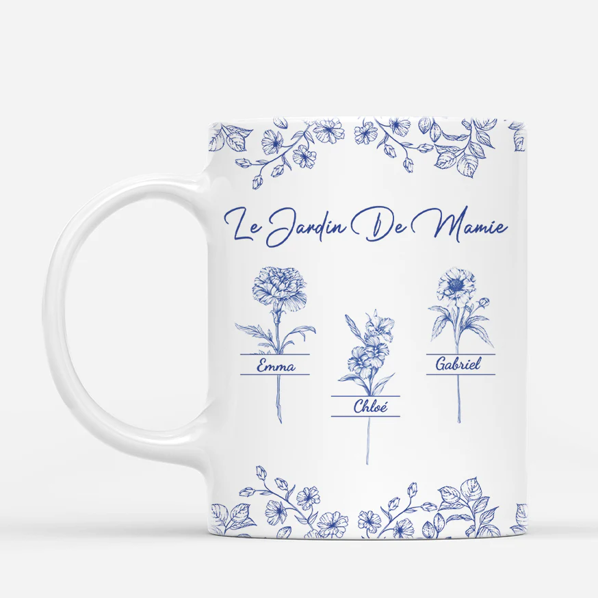 Mug Personnalisé - Le Jardin De Mamie Dessin Bleu