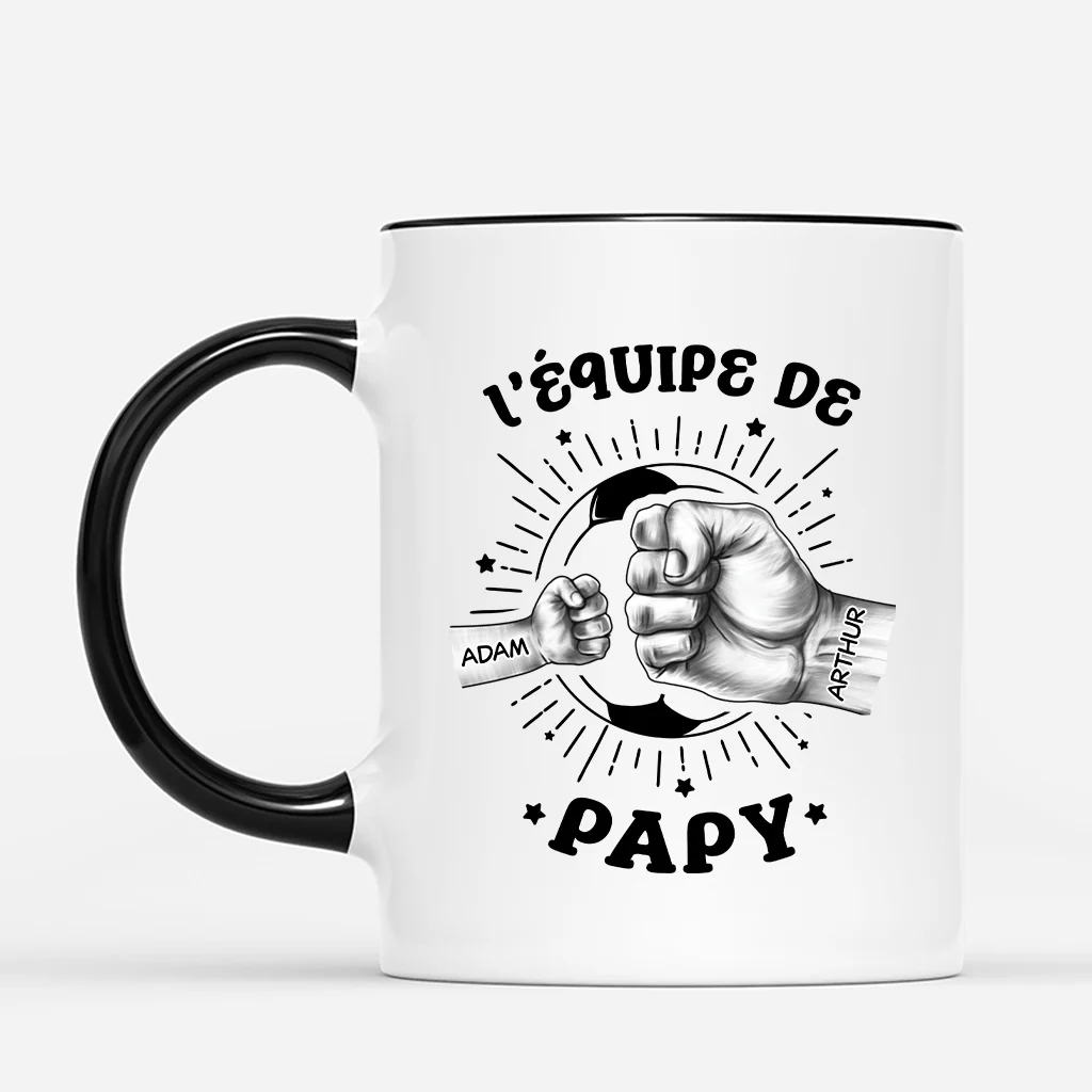 Mug Personnalisé - L'Équipe De Papa Football - Version Monochrome - Image 2