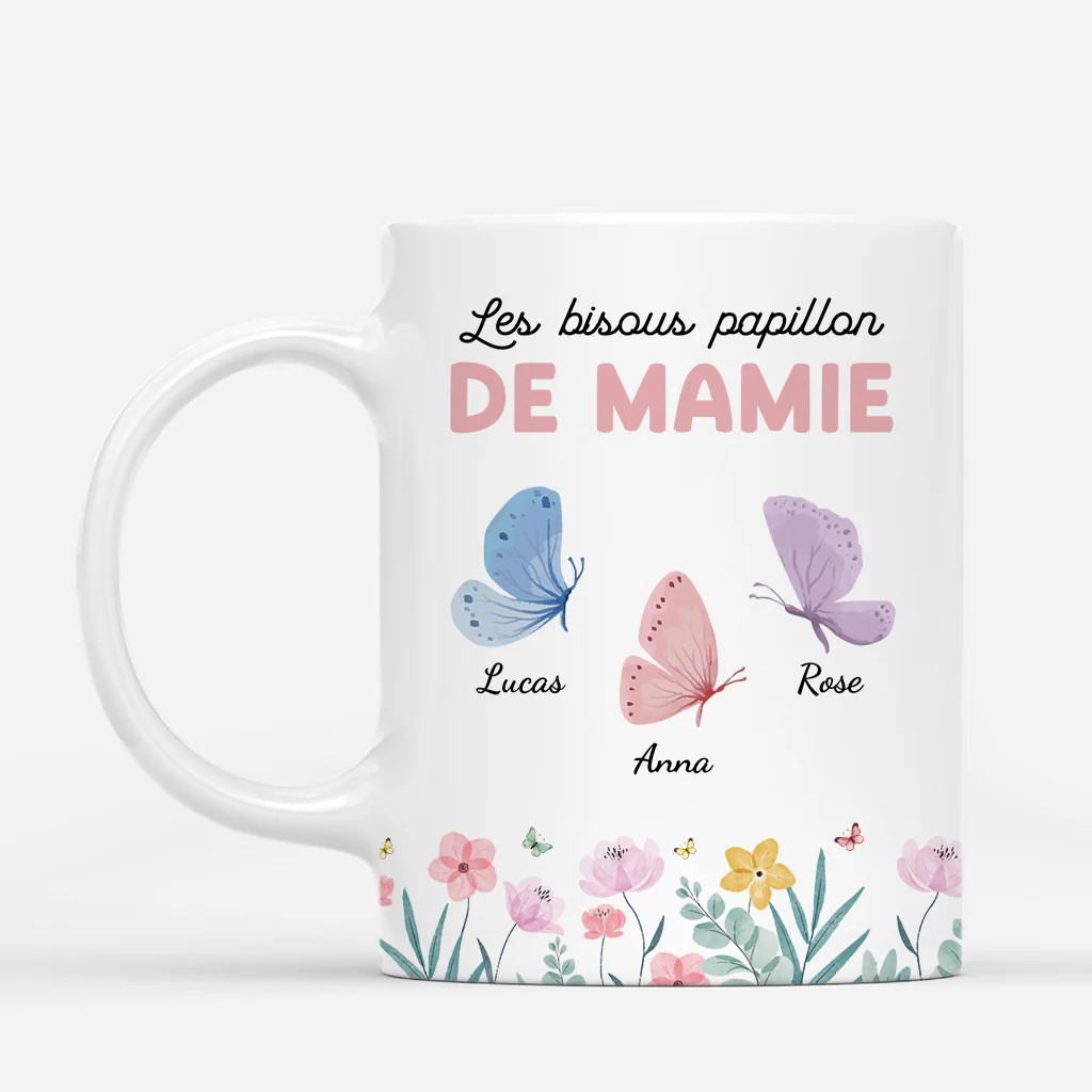 Tasse Personnalisée Mamie - Les Bisous Papillon De Mamie