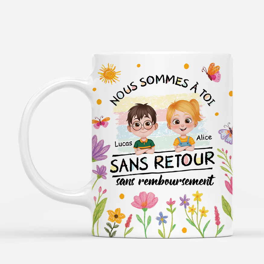 Mug Personnalisé Maman - Aucun Retour Ni Remboursement - Dessin Crayon