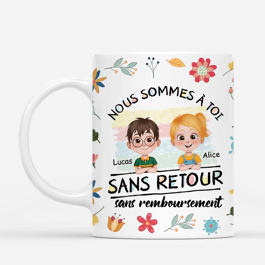 Mug Personnalisé Maman - Aucun Retour Avec Fleurs Dessin Crayon