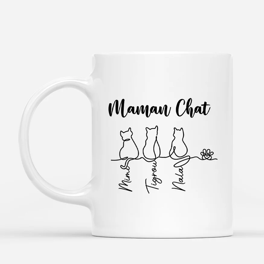 Tasse Personnalisée Chat - Maman/Papa Chat Avec Dessin