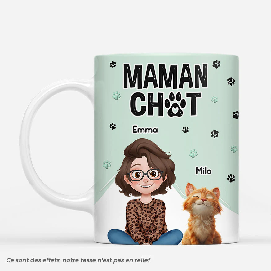 Tasse Personnalisée Chat - Maman/Papa Chat T'aime