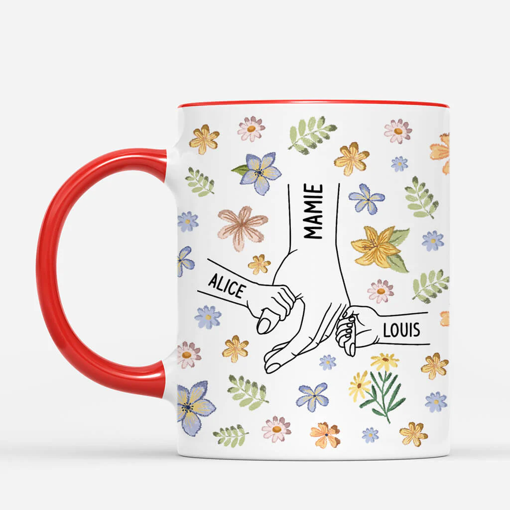 Mug Personnalisé Maman - Fleurs Délicates Avec Enfants - Image 2