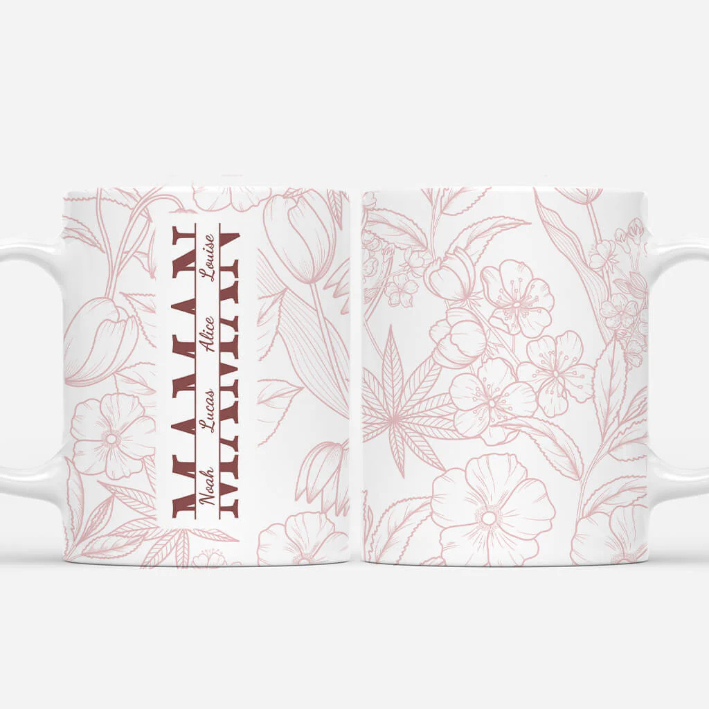 Mug Personnalisé Maman - Maman Fleur - Texte Brun - Image 2